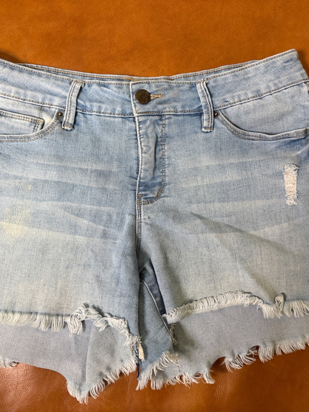Royalty For Me Washed Light Blue Distressed Denim Cutoff Shorts